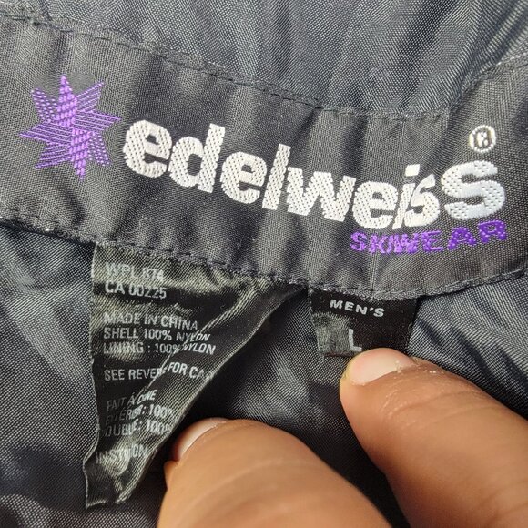 Edelweiss Skiwear Mens Large Black Jacket Snowboarding Winter Outdoors Casual - Picture 4 of 10